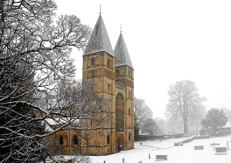Southwell Minster in the snow